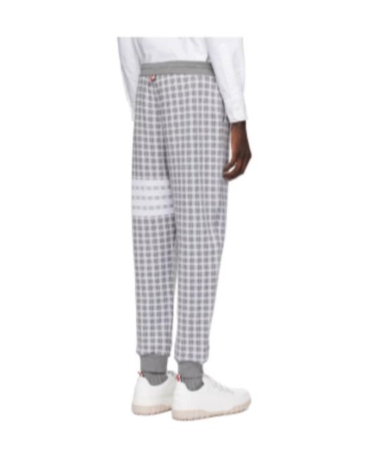 Thom Browne Black Check Jacquard 4-Bar Sweatpants for men