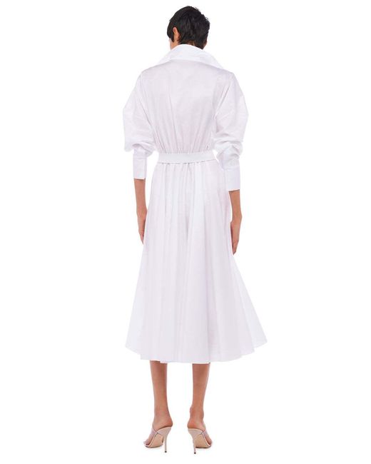 Norma Kamali White Belted-Detail Midi Shirt Dress