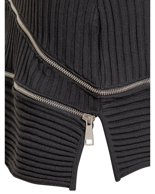 ANDREADAMO Gray Andreadamo Zip-Detail Cut-Out Detailed Knitted Skirt