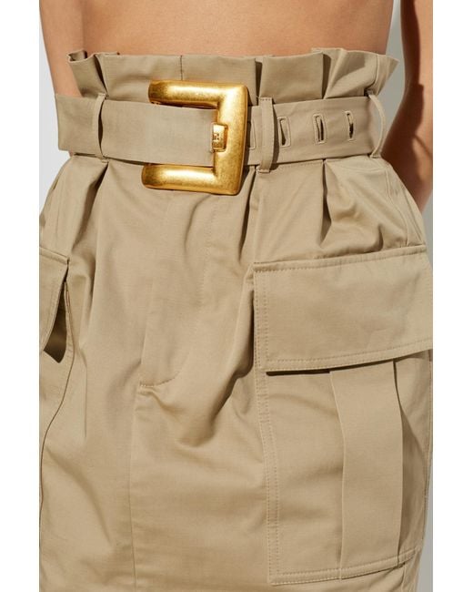 Balmain Natural Belted Cargo Skirt