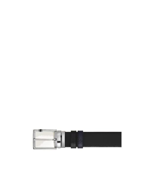 Montblanc Blue Reversible Textured Buckle Belt for men