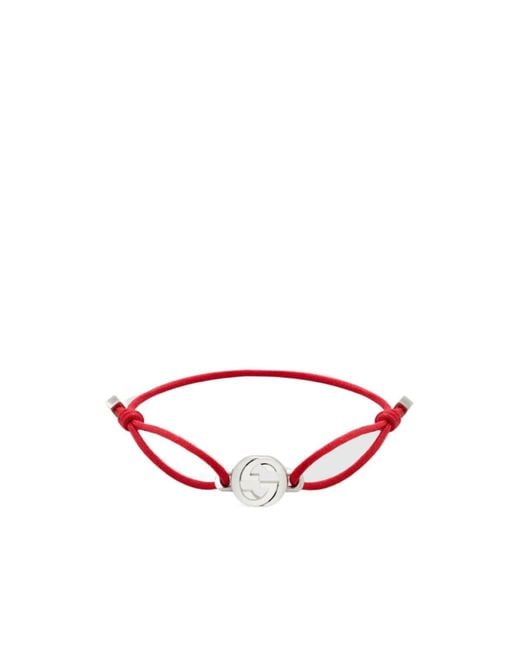 Gucci Red Interlocking Cord Bracelet