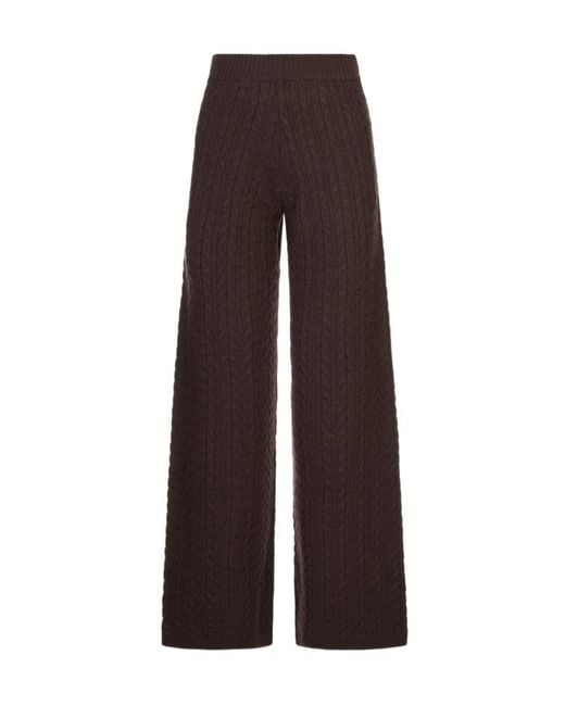 Agnona Brown Ribbed Knit Casual Trousers