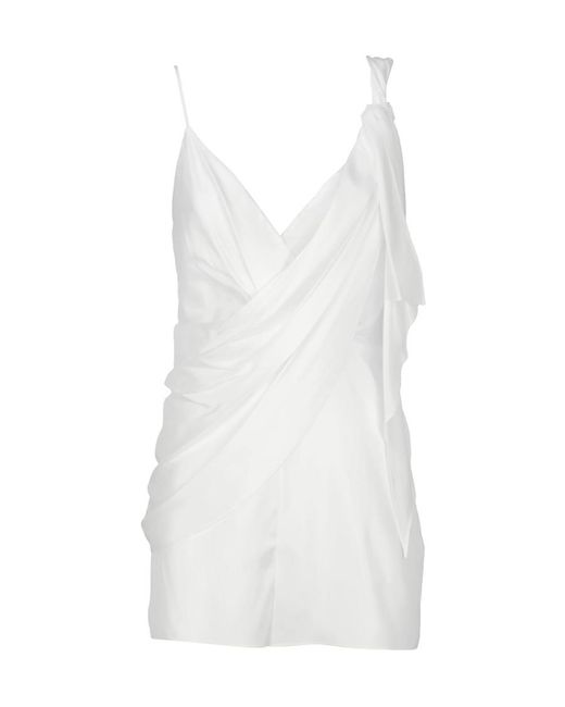 Dior White V-Neck Sleeveless Suspender Jumpsuit