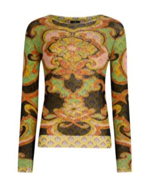 Etro Green Double Layer Patterned Knitted Top