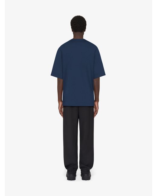 Givenchy Blue 4G Embroidered Crewneck T-Shirt for men