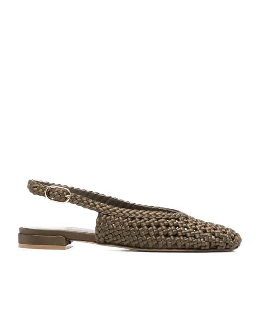 Stuart Weitzman Brown 'Marina' Flat Sling Back