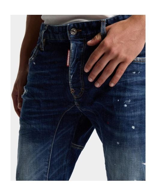DSquared² Blue Biker Distressed Jeans for men
