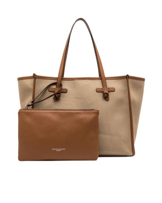 Gianni Chiarini Natural Marcella Logo Patch Tote Bag