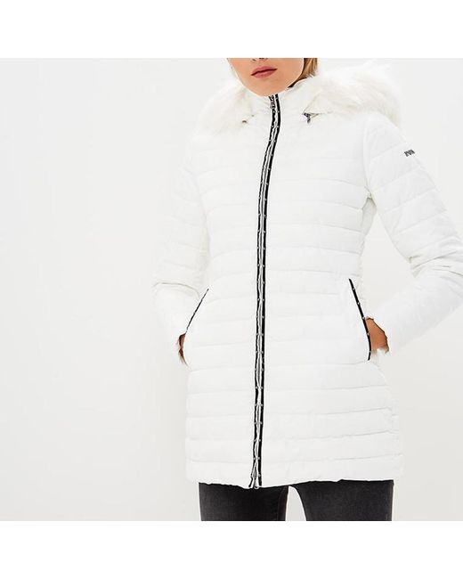 Emporio Armani White Logo Hooded Cotton-Padded Jacket