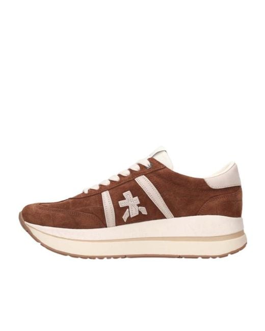 Premiata Brown Lace-Up Low-Top Sneakers