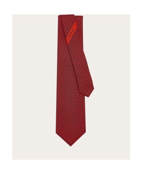 Ferragamo Red Printed Tie for men