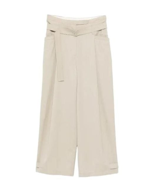 Low Classic Natural Belt-Strap Casual Pants