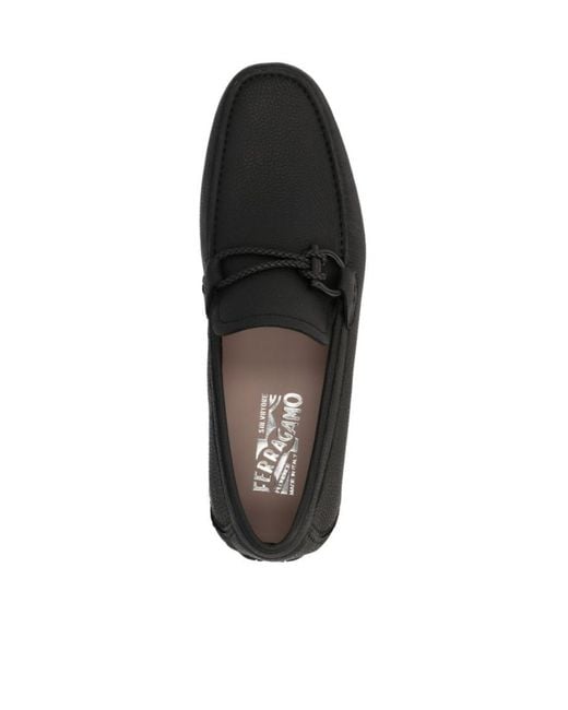 Ferragamo Black Logo Mokasin Shoes for men