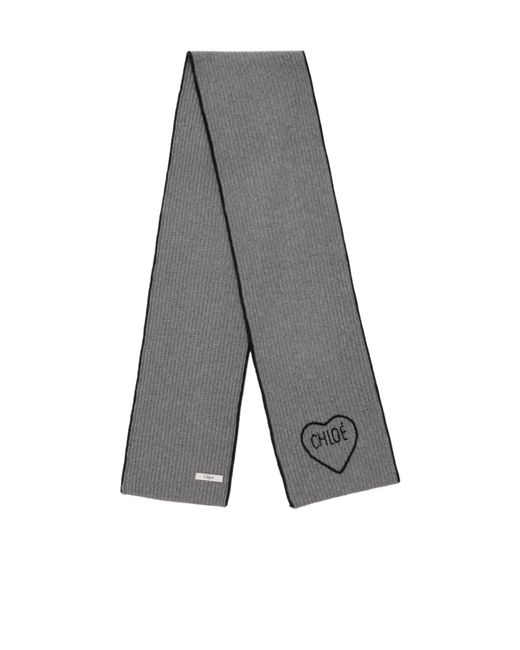 Chloé Gray Chloé Encoeur Knitted Scarf