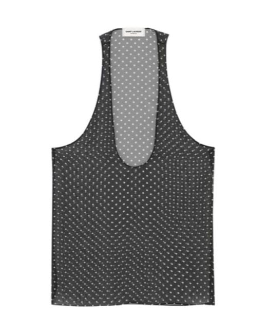 Saint Laurent Gray Sheer Tank Top