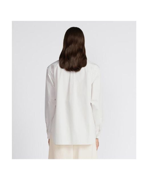 Dior White Logo Embroidered Long-Sleeved Shirt for men