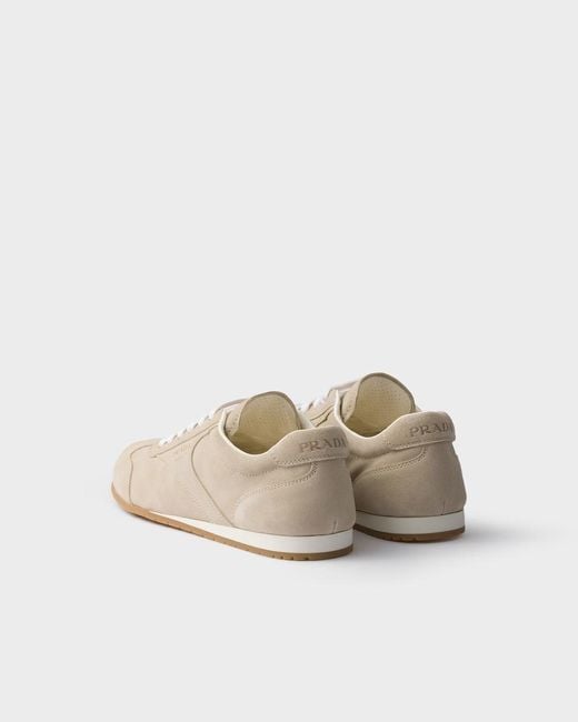 Prada Gray Round-Toe Lace-Up Sneakers
