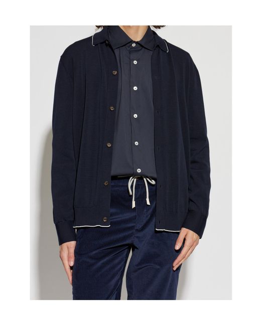 Eleventy Blue Contrast Trim Knitted Top for men