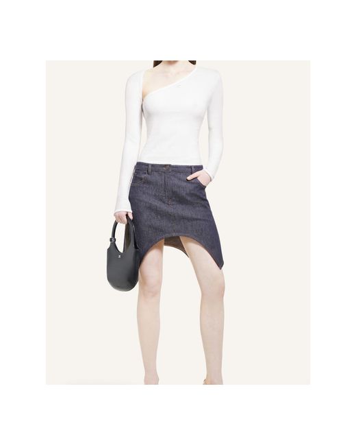 Courreges White Courrèges Slash Logo-Embroidered Asymmetric Neck T-Shirt