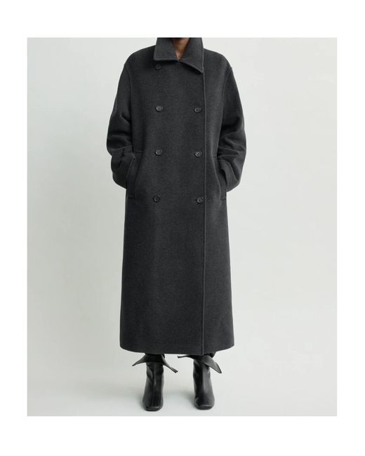 Totême  Black Double-Breasted Coat
