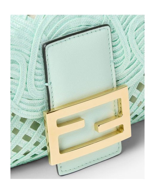 Fendi Green Mini Baguette Shoulder Bag