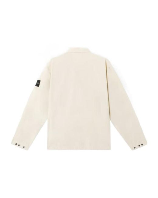 Stone Island White Logo Patch Long Sleeved Overshirt for men
