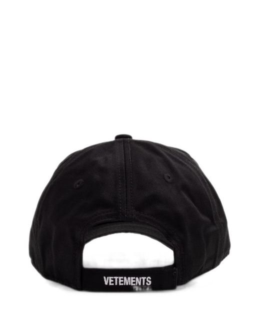 Vetements Black Slogan Printed Baseball Cap for men