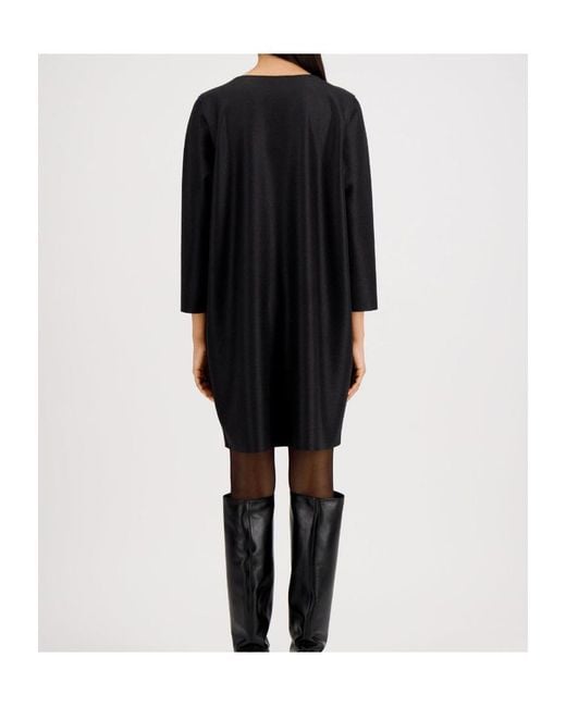 Harris Wharf London Blue Geometric Dress With Pockets Light Pressed Wool