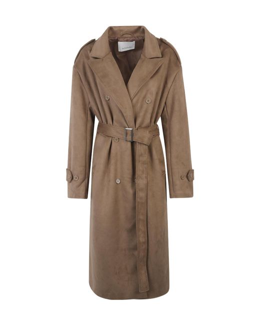 Frankie Shop Brown Pembroke Faux Suede Trench