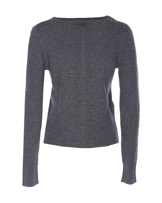 Pinko Blue V-Neck Button-Up Cardigan