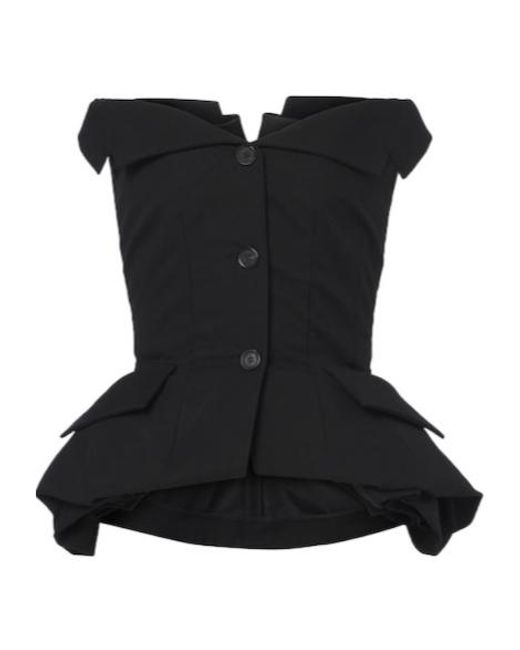 Magda Butrym Black Peplum Cotton Bustier Top