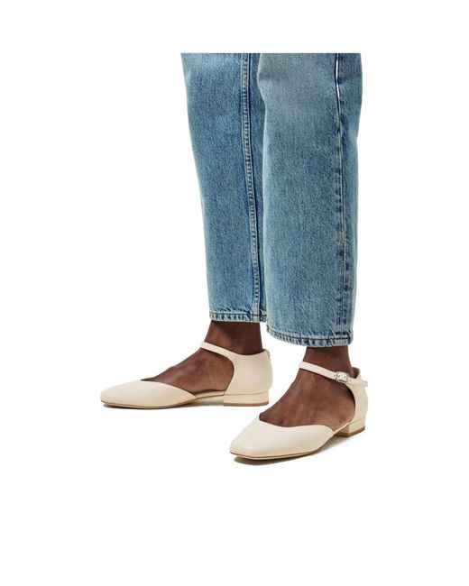 Ralph Lauren Natural Squaretoe Anklestrap Flats