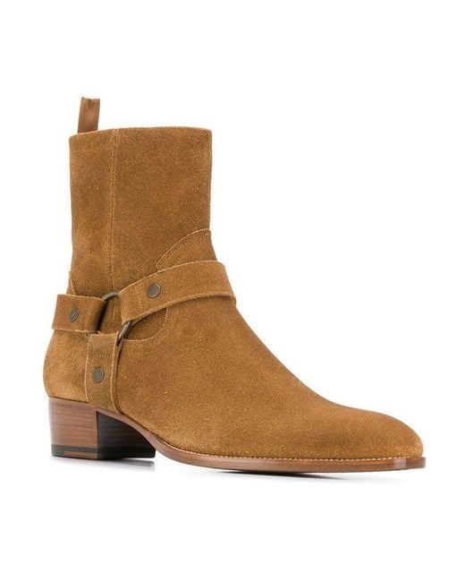 Saint Laurent Brown Wyatt Harness Ankle Boots for men