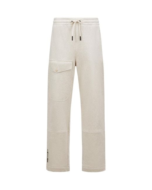 Moncler Gray Embossed Logo Cotton Track Pants for men