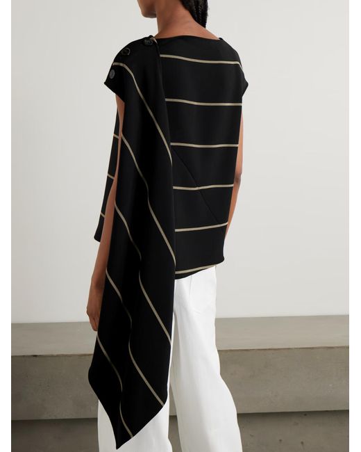 Proenza Schouler Black Sutton Asymmetrical Striped Top