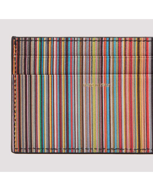 Paul Smith Black Logo Embossed Striped Cardholder for men