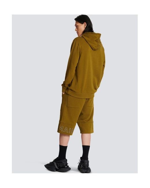 Balmain Green Reflective Logo Hoodie for men