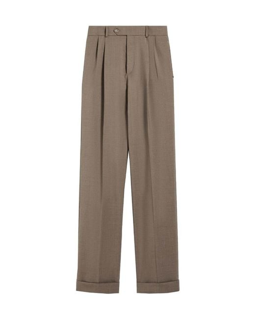 Sportmax Brown Button Detailed Straight Leg Pants