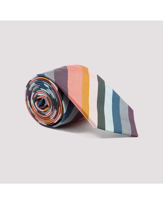 Paul Smith White Diagonal Stripe Tie for men
