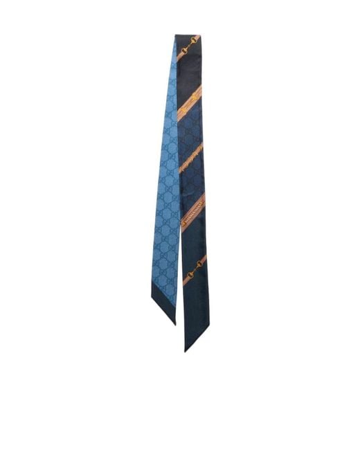 Gucci Blue Printed Silk Twill Ribbon