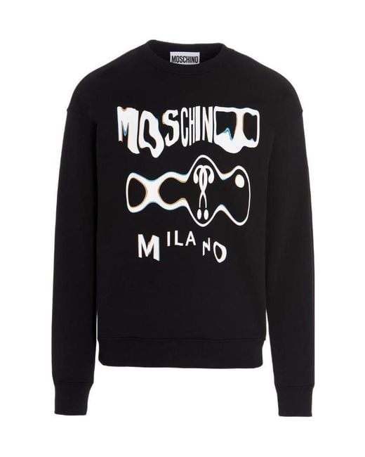 Moschino Black Glitch-Effect Logo Sweatshirt for men