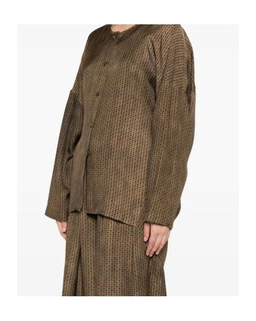 Uma Wang Brown Geometric Pattern Top