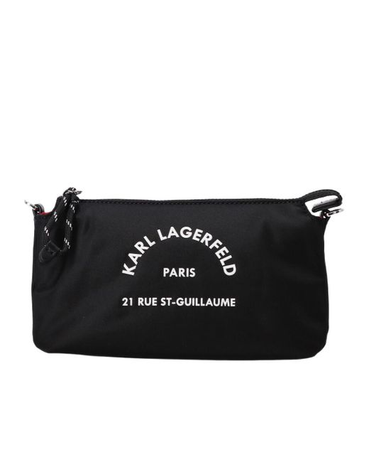 Karl Lagerfeld Black Rubberised-Logo Cross Body Bag