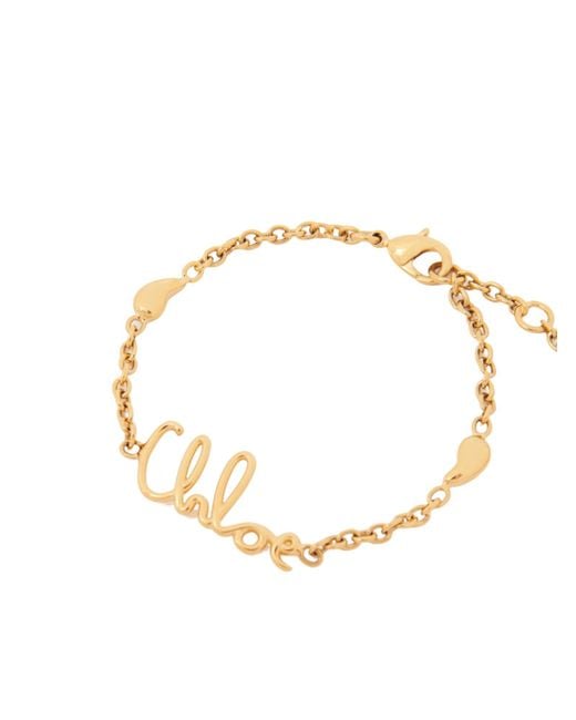 Chloé Metallic Chloé Logo Chain Bracelet
