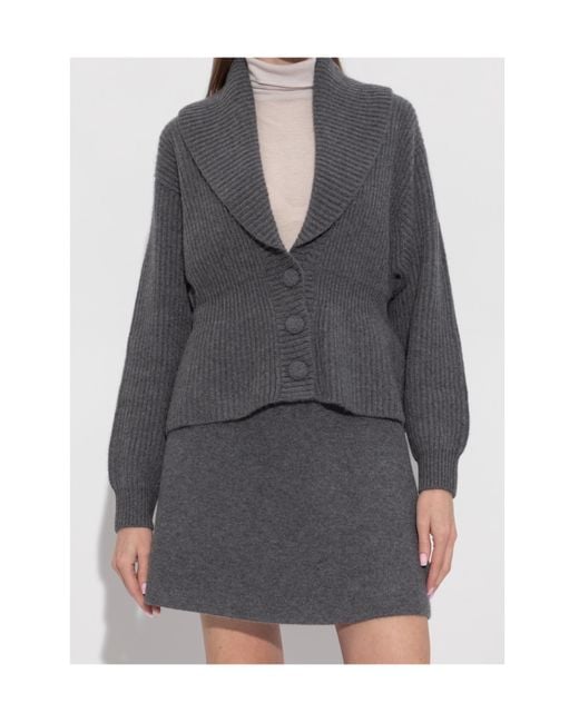 Lisa Yang Gray Button Shawl-Collar Cardigan