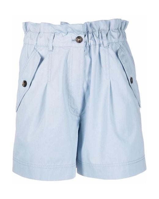 KENZO Blue High-Waist Elastic Waist Shorts