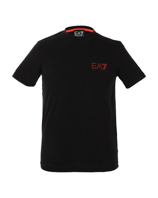 EA7 Black Logo Round-Necked T-Shirt for men