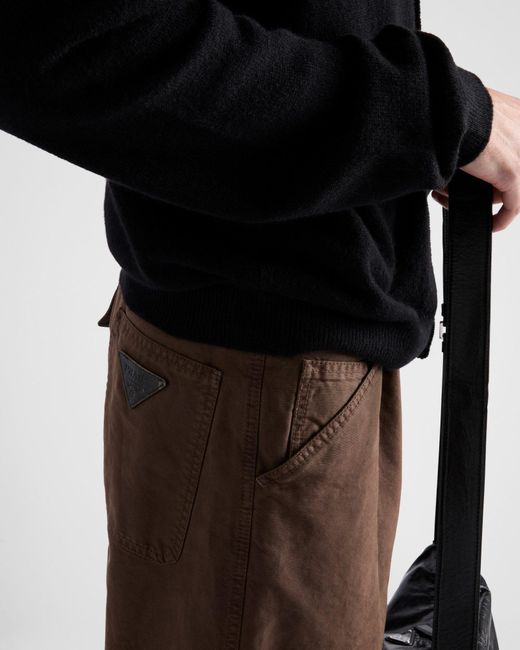 Prada Brown Triangle-Logo Wide-Leg Jeans for men