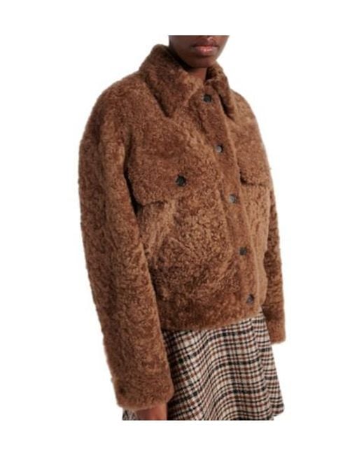Brunello Cucinelli Brown Caramel Shearling-Style Cropped Jacket